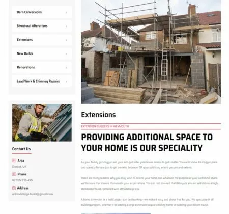 Extensions Page of Adam Billings Building Services
