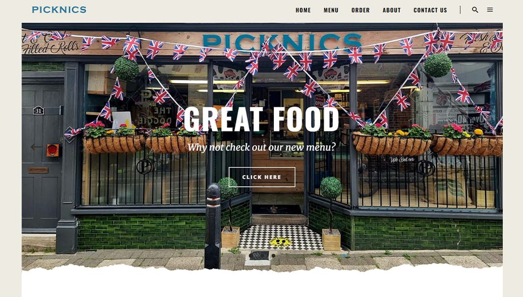 Picknics Homepage Screenshot