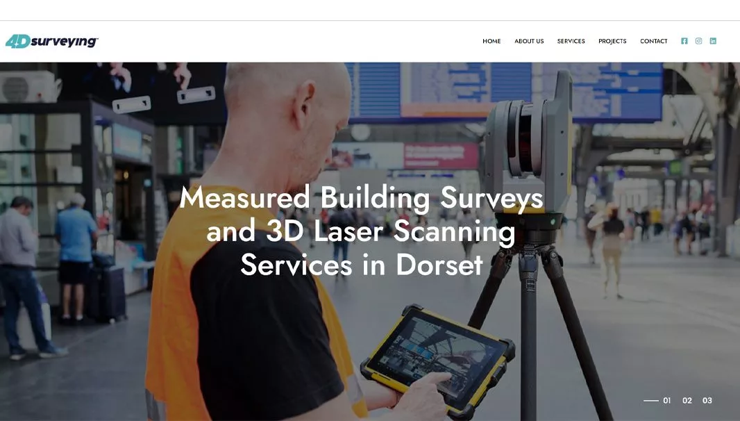 Website design, logo, branding consultation for 4D Surveying