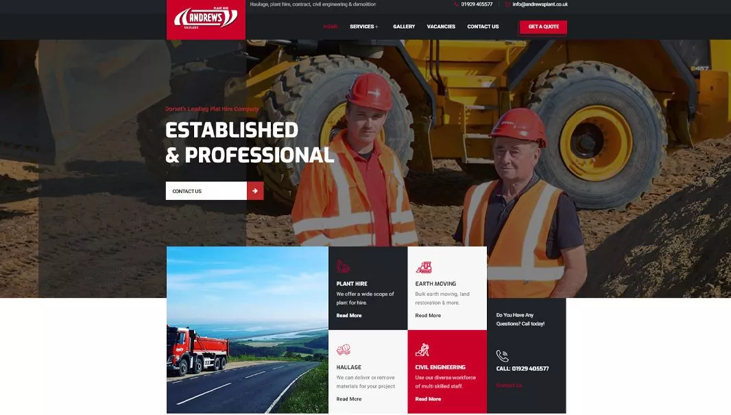 Website design for Andrews Plant Hire