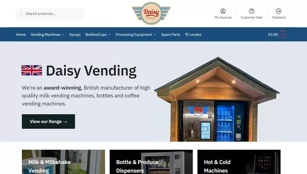 Daisy Vending Homepage Screenshot