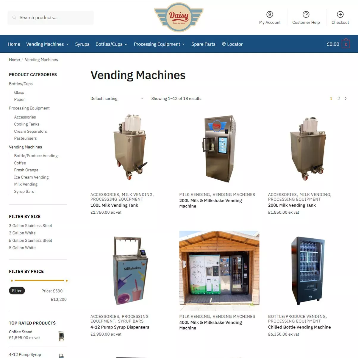Daisy Vending Product Catalogue Page