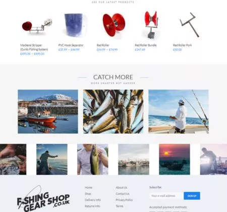 Website design, logo for Fishing Gear Shop