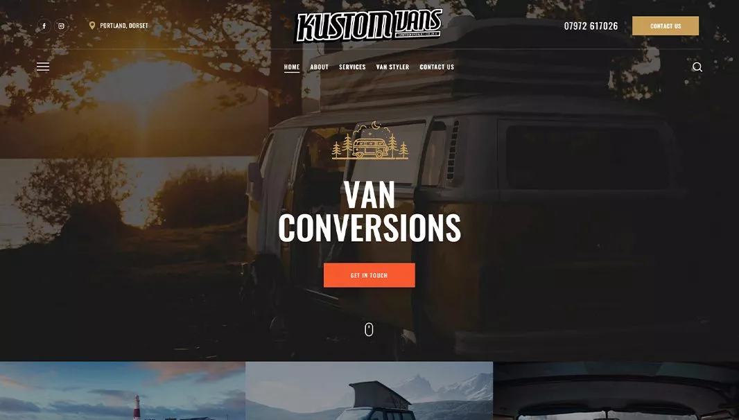 KustomVans Homepage Screenshot