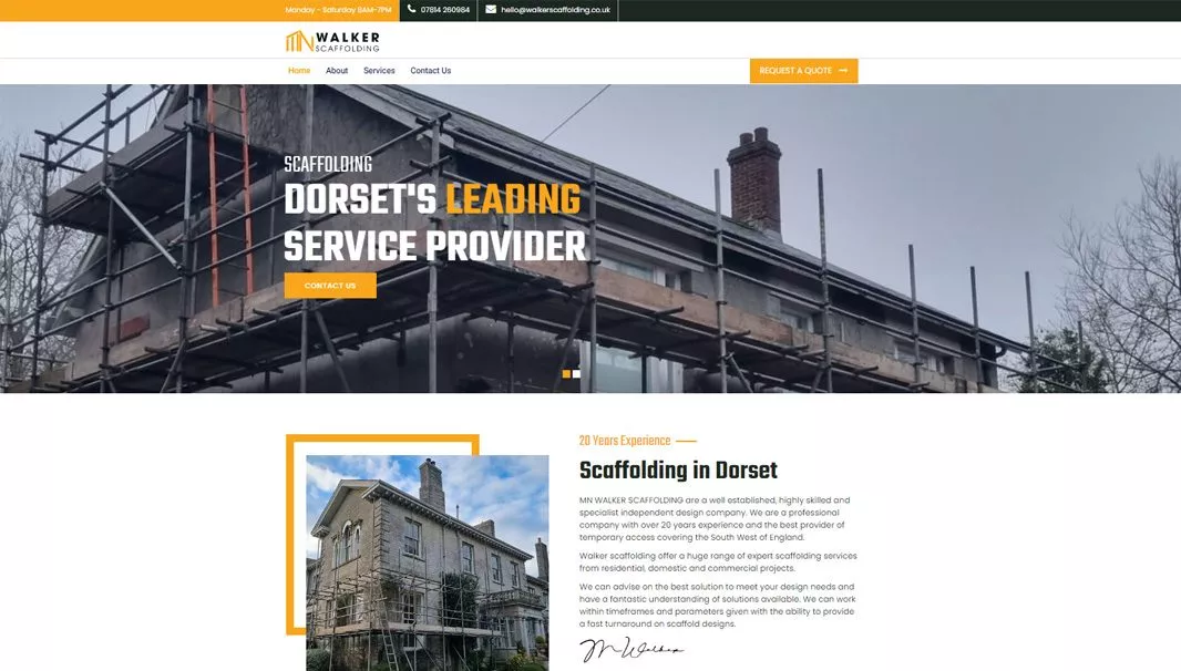 Website design, logo design, seo for MN Walker Scaffolding