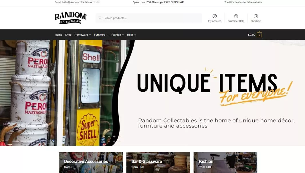 Website design, logo for Random Collectables