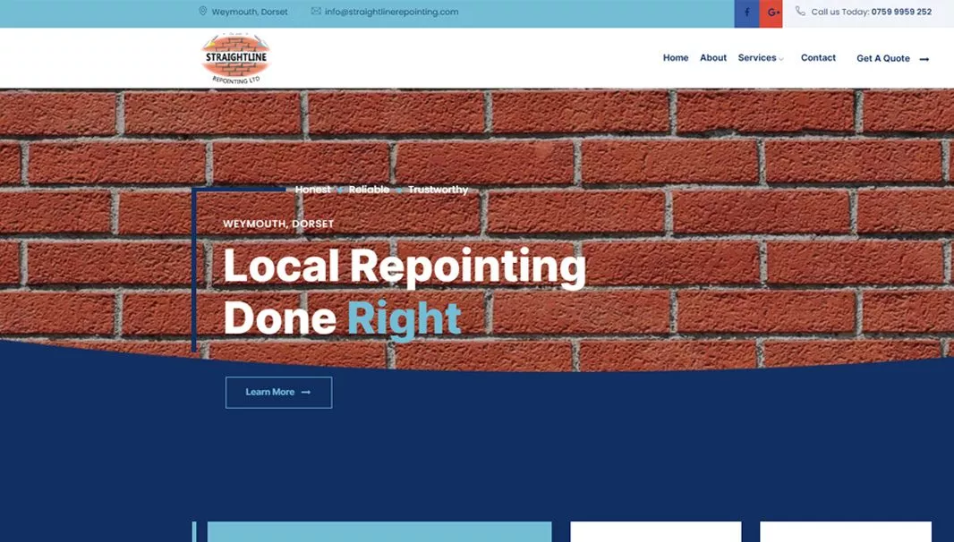 Website design, seo for Straightline Repointing