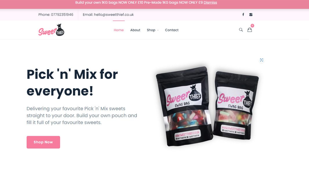 Website design, logo, packaging design for Sweet Thief