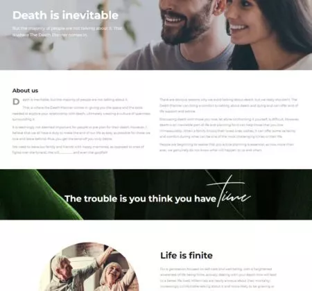 Website design, logo for The Death Planner