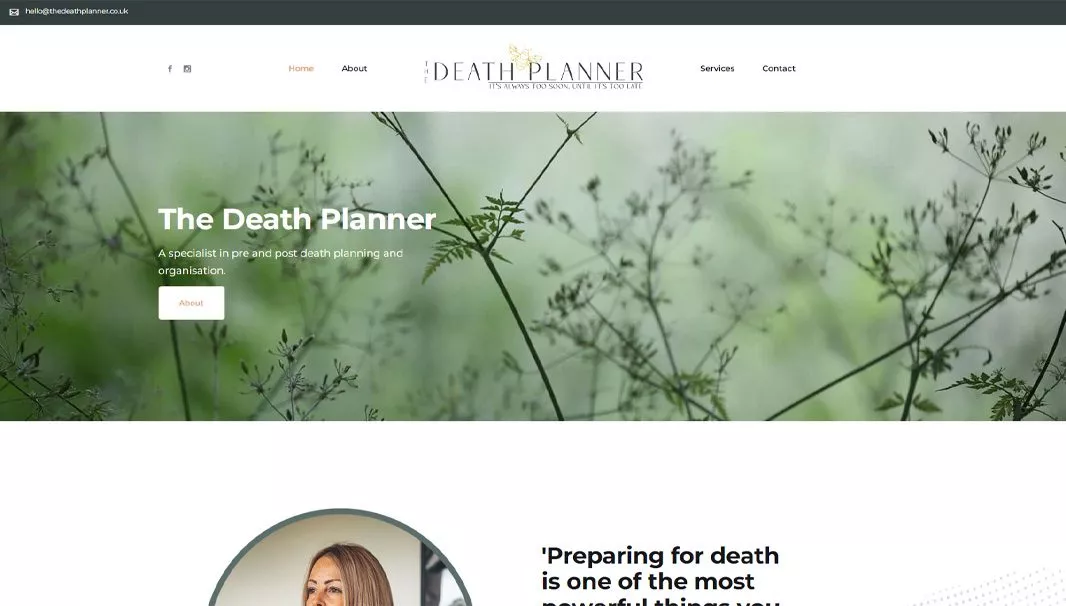 Website design, logo for The Death Planner
