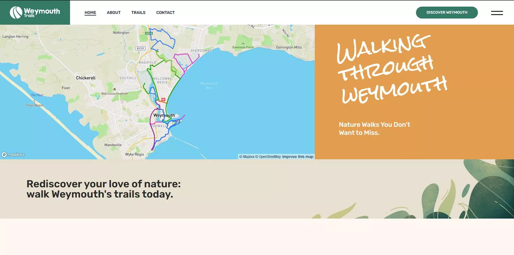A meticulously designed website showcasing a captivating walk through the enchanting landscapes of Redcliffe in Dorset.