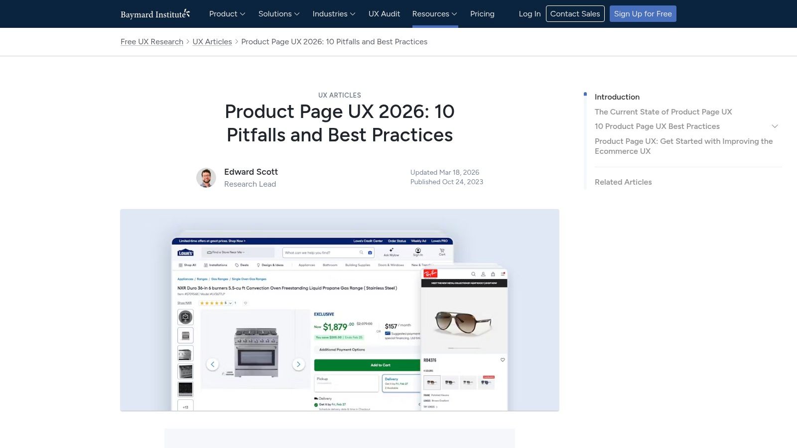 Baymard Institute – Product Page UX Best Practices and Research